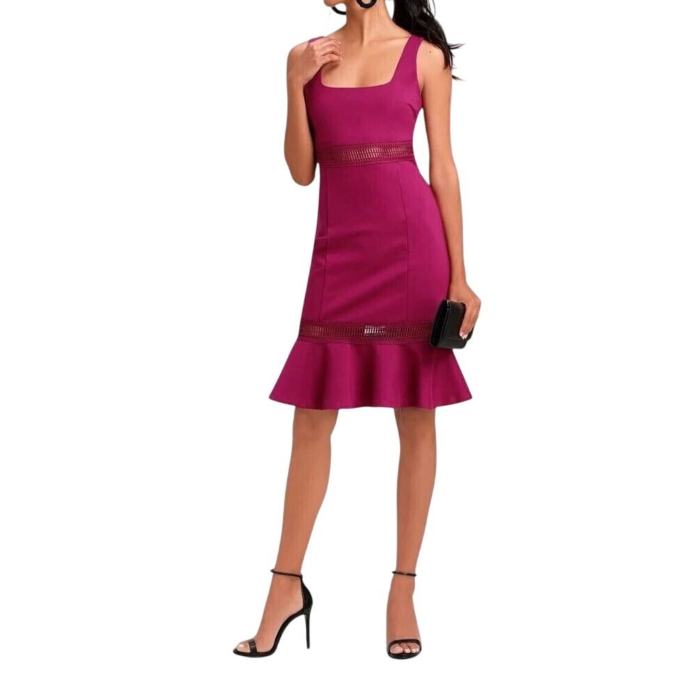 Lulus Womens Martini Mama‎ Plum Purple Crochet Midi Dress Sleeveless SIZE SMALL